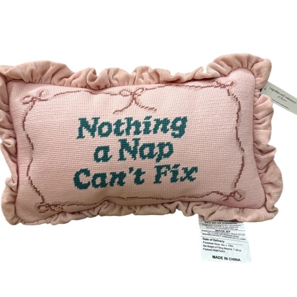 Nothing a Nap Can’t Fix Cupcakes and Cashmere Needlepoint Pillow Coquette NWT - Picture 1 of 1